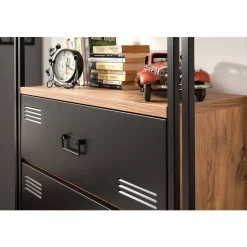 Libreria Podul, 90x35 h180 cm, Quercia e Nero<Dmora Clearance