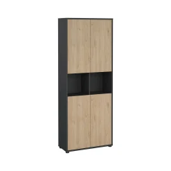 Libreria Roseline, Scaffale da ufficio, Mobile portalibri, Biblioteca, 34x80 h205 cm, Rovere e Grigio<Dmora Cheap