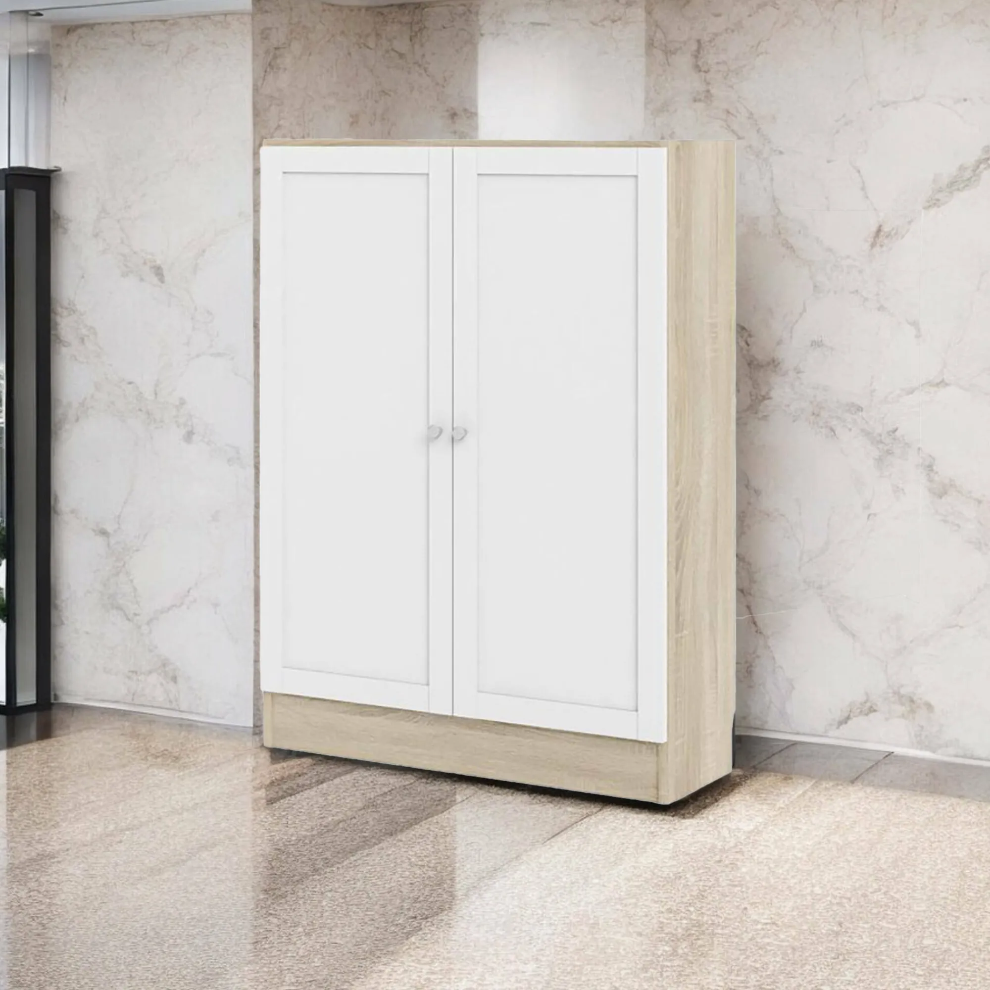 Libreria Sanba, 28x79 h107 cm, Quercia e Bianco<Dmora Store