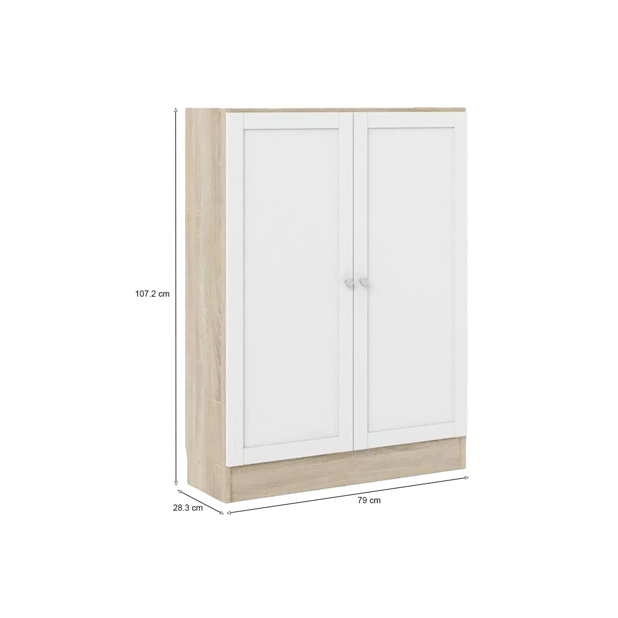 Libreria Sanba, 28x79 h107 cm, Quercia e Bianco<Dmora Store