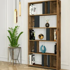 Libreria Scapolita, 90x20h180 cm, Noce e Antracite<Dmora Store