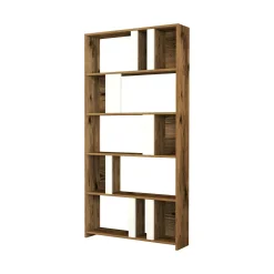 Libreria Scapolita, 90x20h180 cm, Noce e Bianco<Dmora Best