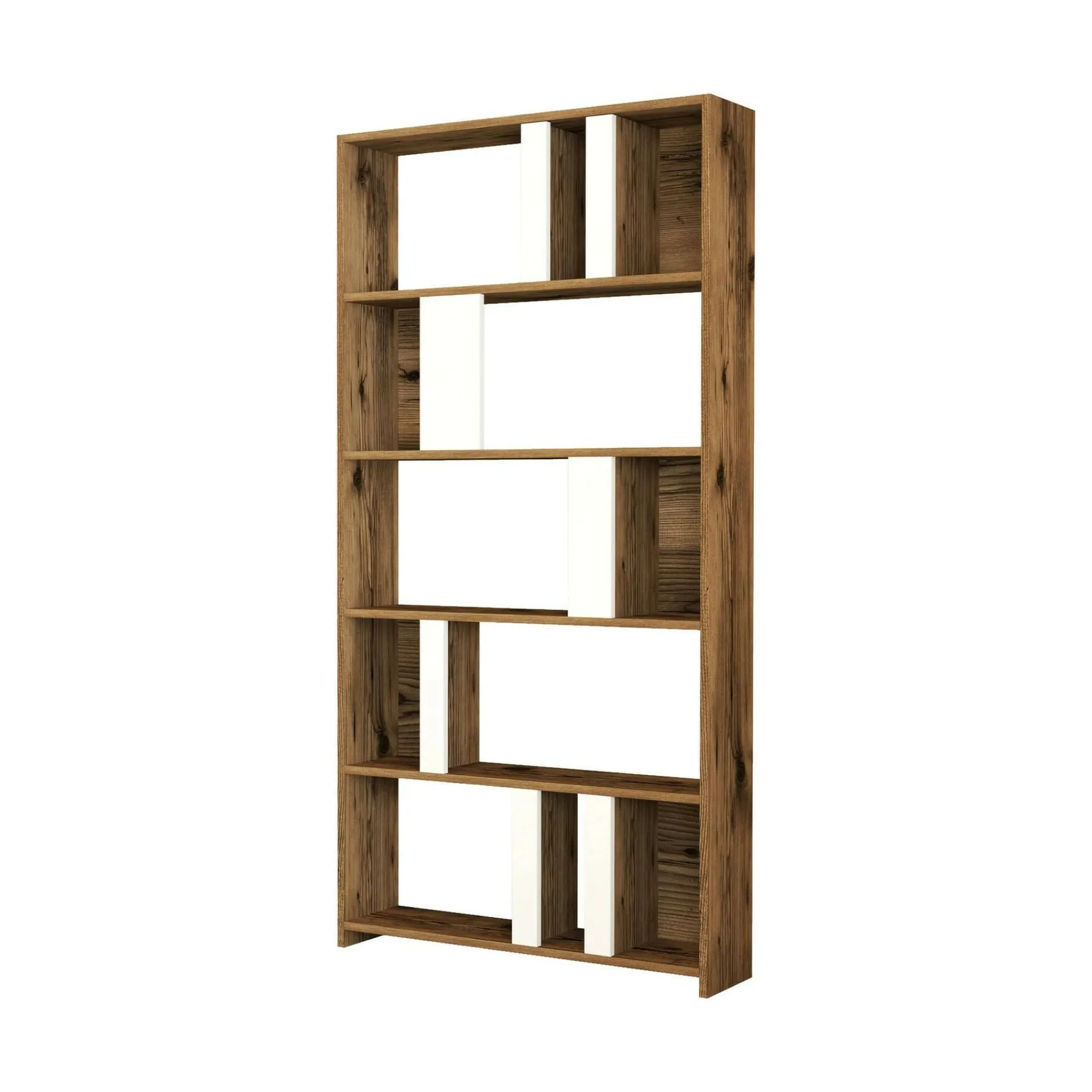 Libreria Scapolita, 90x20h180 cm, Noce e Bianco<Dmora Best