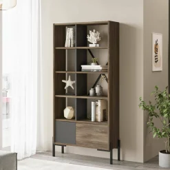 Libreria Simon, 80x26 h160 cm, Marrone e Antracite<Dmora Flash Sale
