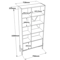 Libreria Simon, 80x26 h160 cm, Marrone e Antracite<Dmora Flash Sale