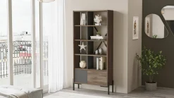 Libreria Simon, 80x26 h160 cm, Marrone e Antracite<Dmora Flash Sale