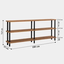 Libreria Thuja, 180x35 h75 cm, Nero e Quercia<Dmora Store