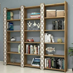 Libreria Vele, Noce e Bianco, 185x24h170 cm<Dmora Best