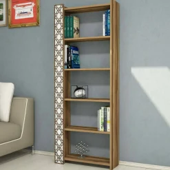 Libreria Vele, Noce e Bianco, 65x24h170 cm<Dmora Hot