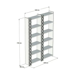 Libreria Vele, Noce e Bianco, 125x24h170 cm<Dmora Sale