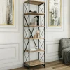 Libreria Yara, 50x30h180 cm, Quercia e Nero<Dmora Best Sale