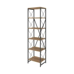 Libreria Yara, 50x30h180 cm, Quercia e Nero<Dmora Best Sale