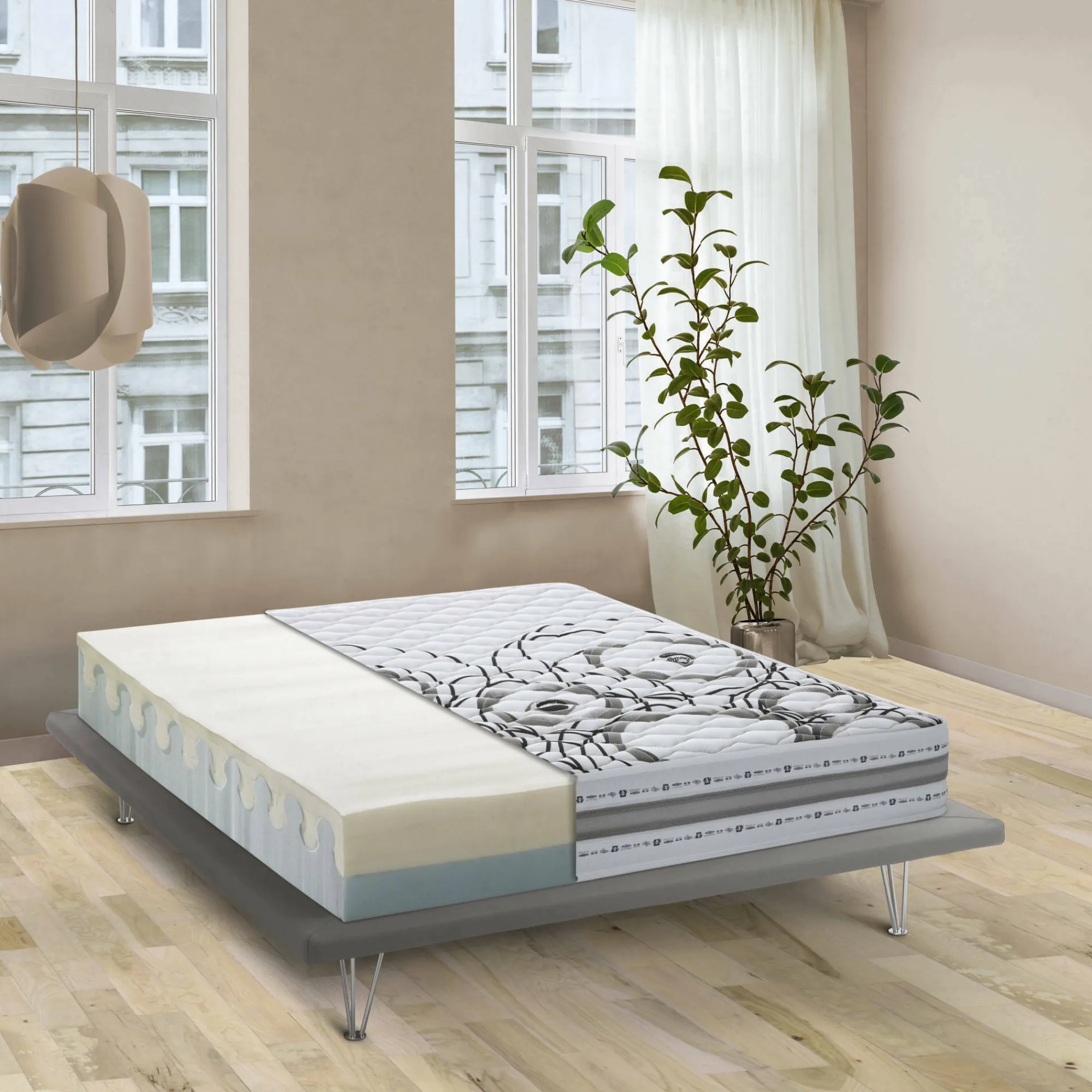 Materasso matrimoniale Incoronata, Anti acaro e Anallergico, Cm 160x190h 22<Dmora Shop