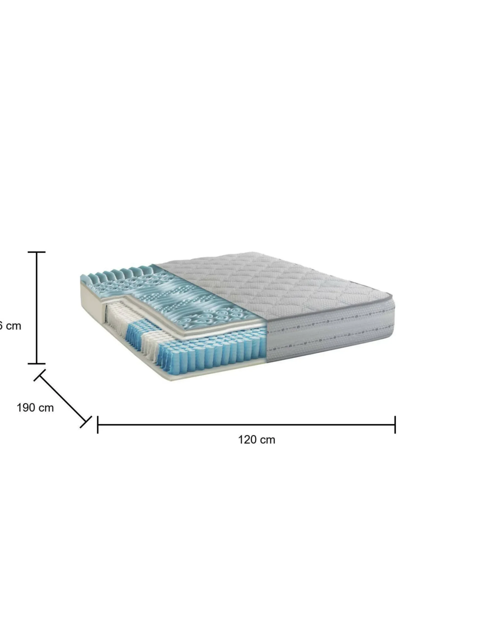 Materasso piazza e mezza Alona, Anti acaro e Anallergico, Cm 120x190h26<Dmora Discount