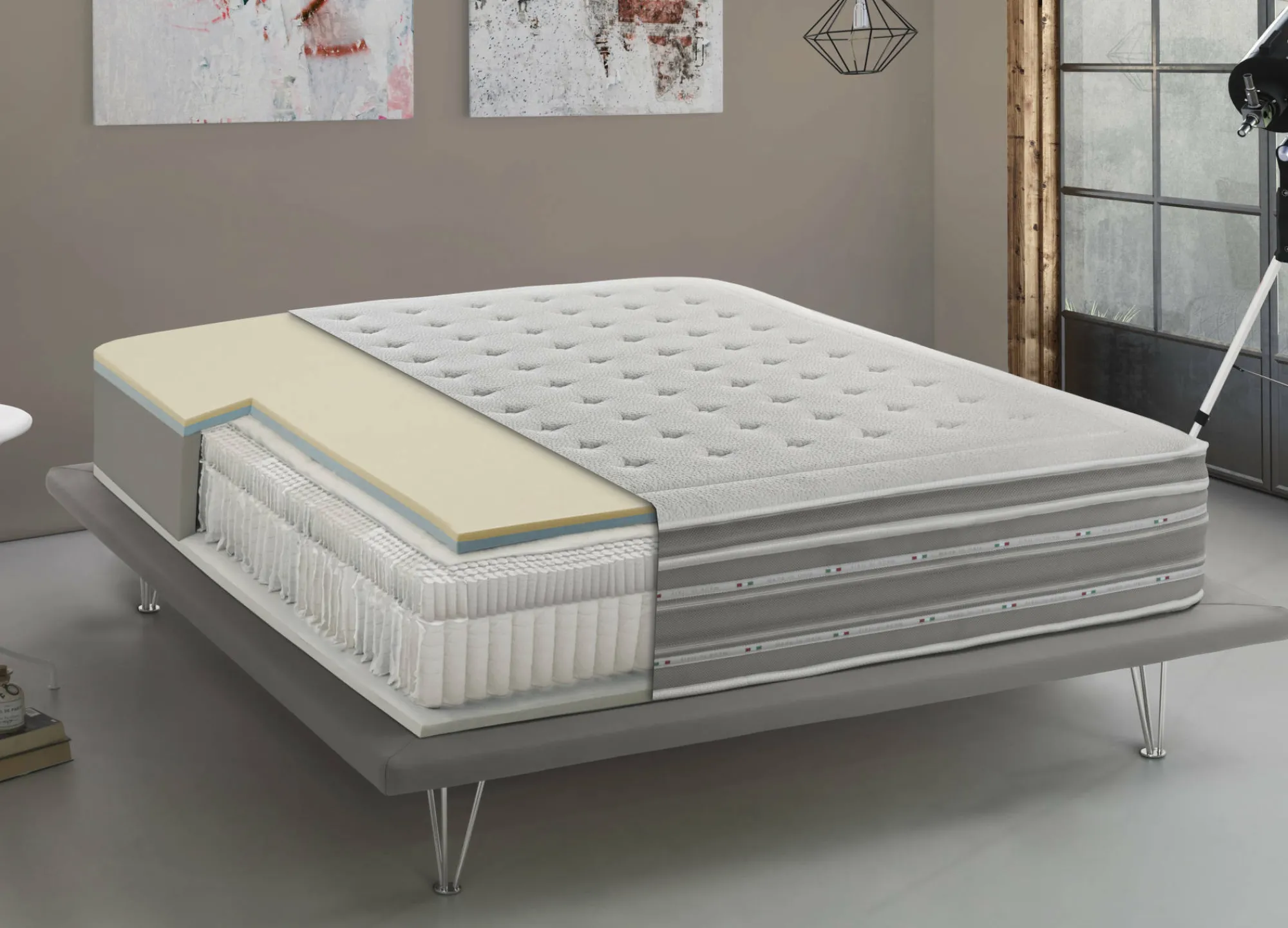 Materasso piazza e mezza Dgiudic, Anti acaro e Anallergico, Cm 120x190h37<Dmora Online