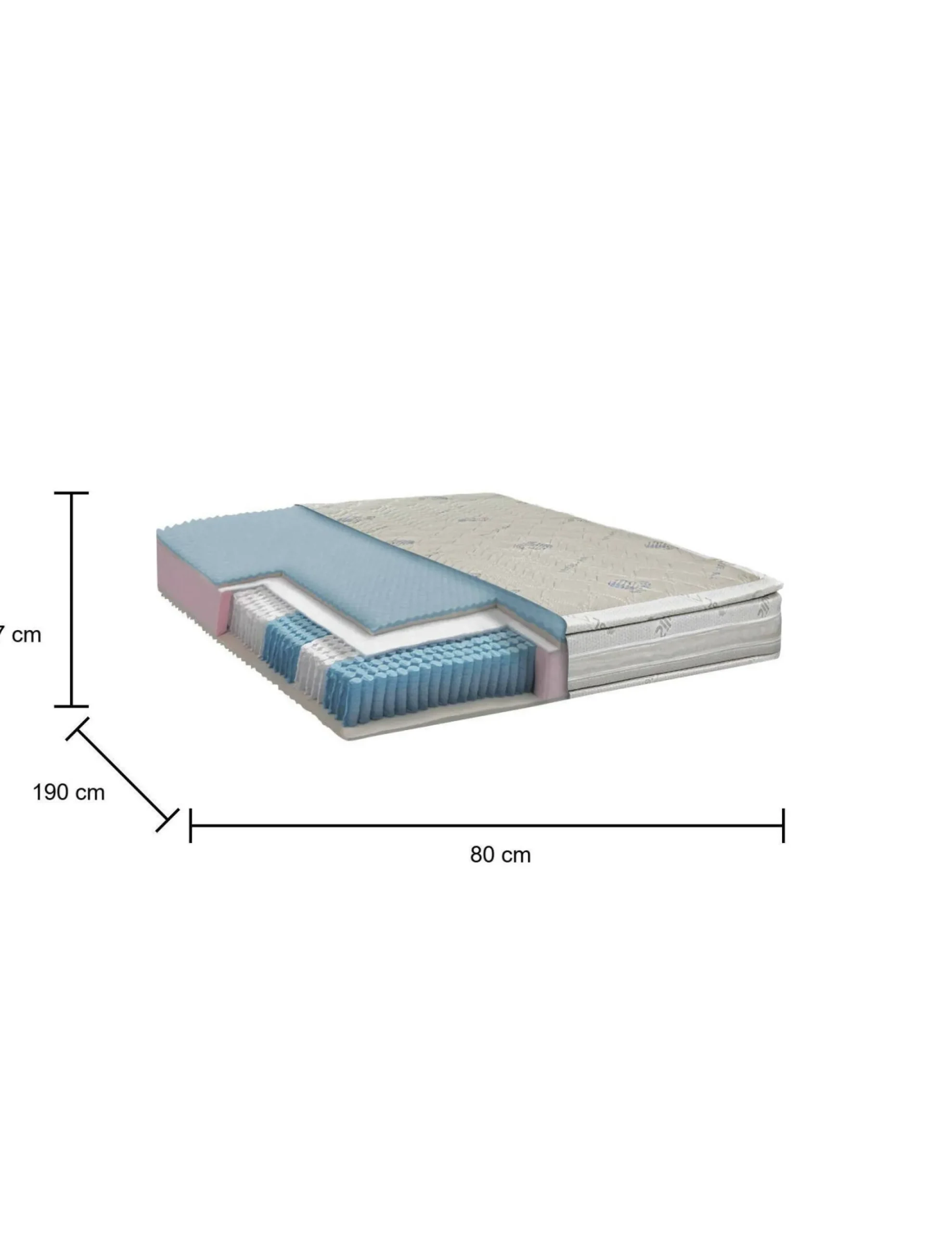 Materasso singolo Altivole, Anti acaro e Anallergico, Cm 80x190h37<Dmora Fashion