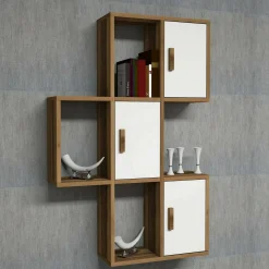 Mensola Arsie, 50x20h113 cm, Noce e Bianco<Dmora Sale