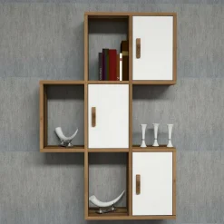 Mensola Arsie, 50x20h113 cm, Noce e Bianco<Dmora Sale