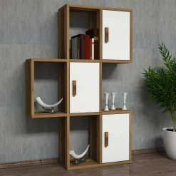 Mensola Arsie, 50x20h113 cm, Noce e Bianco<Dmora Sale