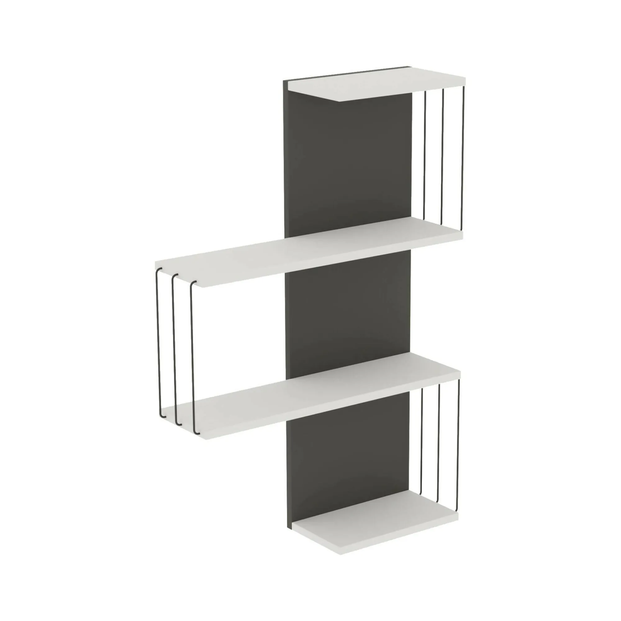 Mensola Batilda, 64x19h96 cm, Bianco e Antracite<Dmora Discount