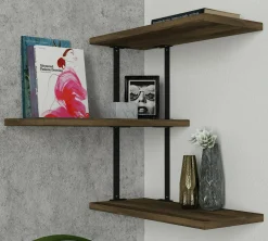 Mensola Ekeka, 45x20h47 cm, Noce e Nero<Dmora Shop