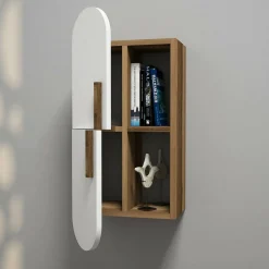 Mensola Ela, 35x22h60 cm, Noce e Bianco<Dmora Best Sale