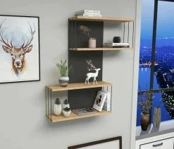 Mensola Gerolama, 65x19h96 cm, Antracite e Rovere<Dmora Online
