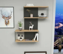 Mensola Gerolama, 65x19h96 cm, Antracite e Rovere<Dmora Online