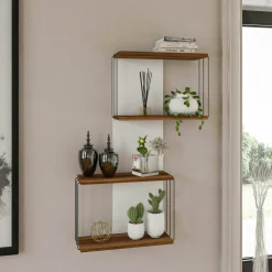 Mensola Gerolama, 65x19h96 cm, Quercia e Bianco<Dmora Discount