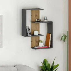 Mensola Irmina, 64x22h85 cm, Antracite e Rovere<Dmora Best Sale