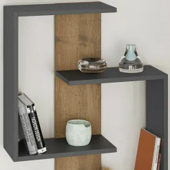Mensola Irmina, 64x22h85 cm, Antracite e Rovere<Dmora Best Sale
