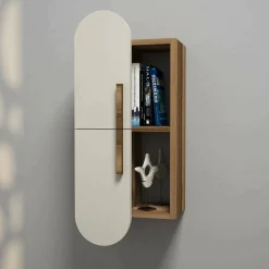 Mensola Nesat, 35x22 h60 cm, Noce e Crema<Dmora Discount