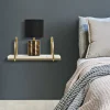 Mensola Paci, 40x16 h18 cm, Bianco e Oro<Dmora Shop