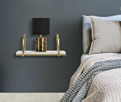Mensola Paci, 40x16 h18 cm, Bianco e Oro<Dmora Shop