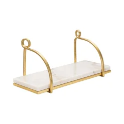 Mensola Paci, 40x16 h18 cm, Bianco e Oro<Dmora Shop