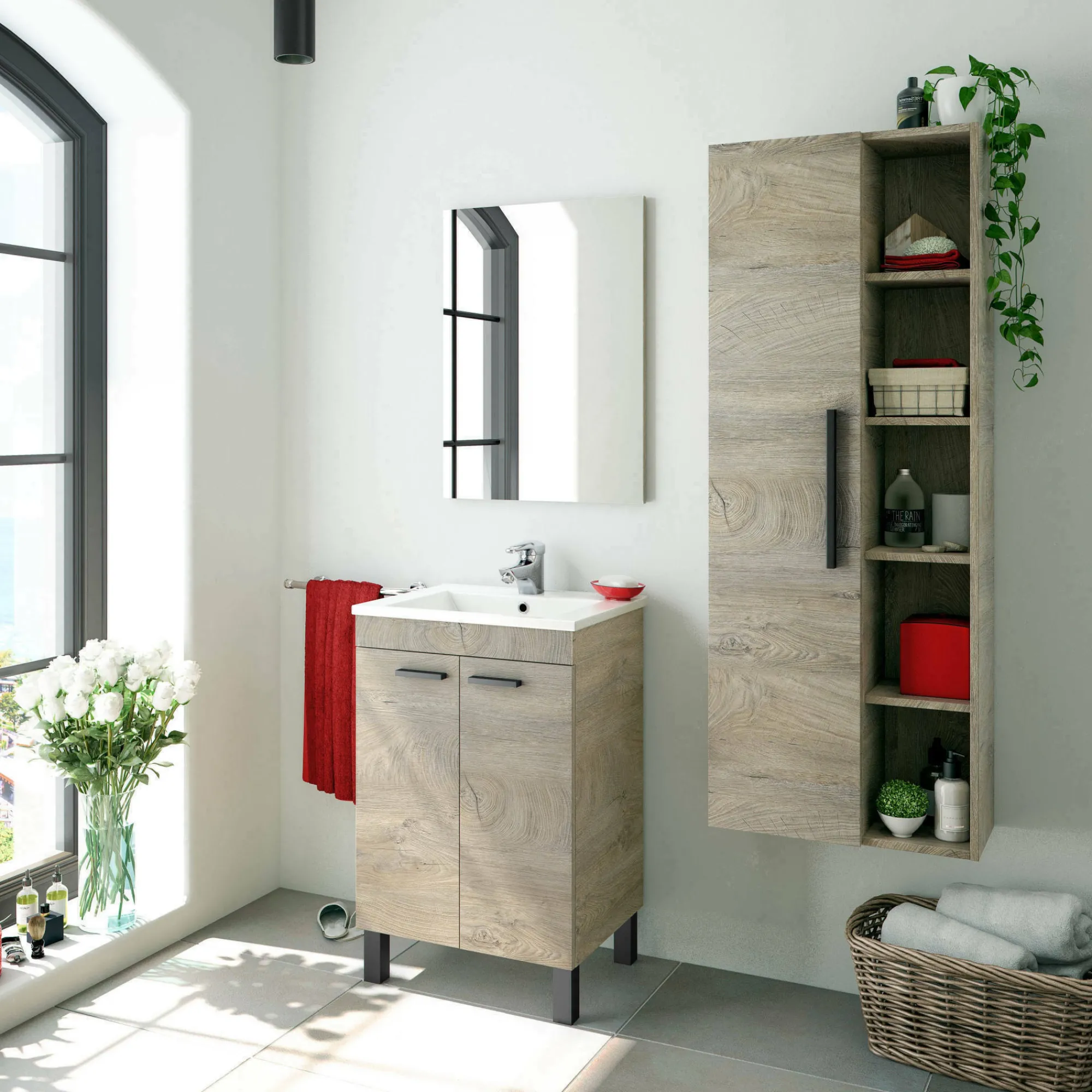 Mobile colonna Achisa, 51x25h135 cm,<Dmora Shop