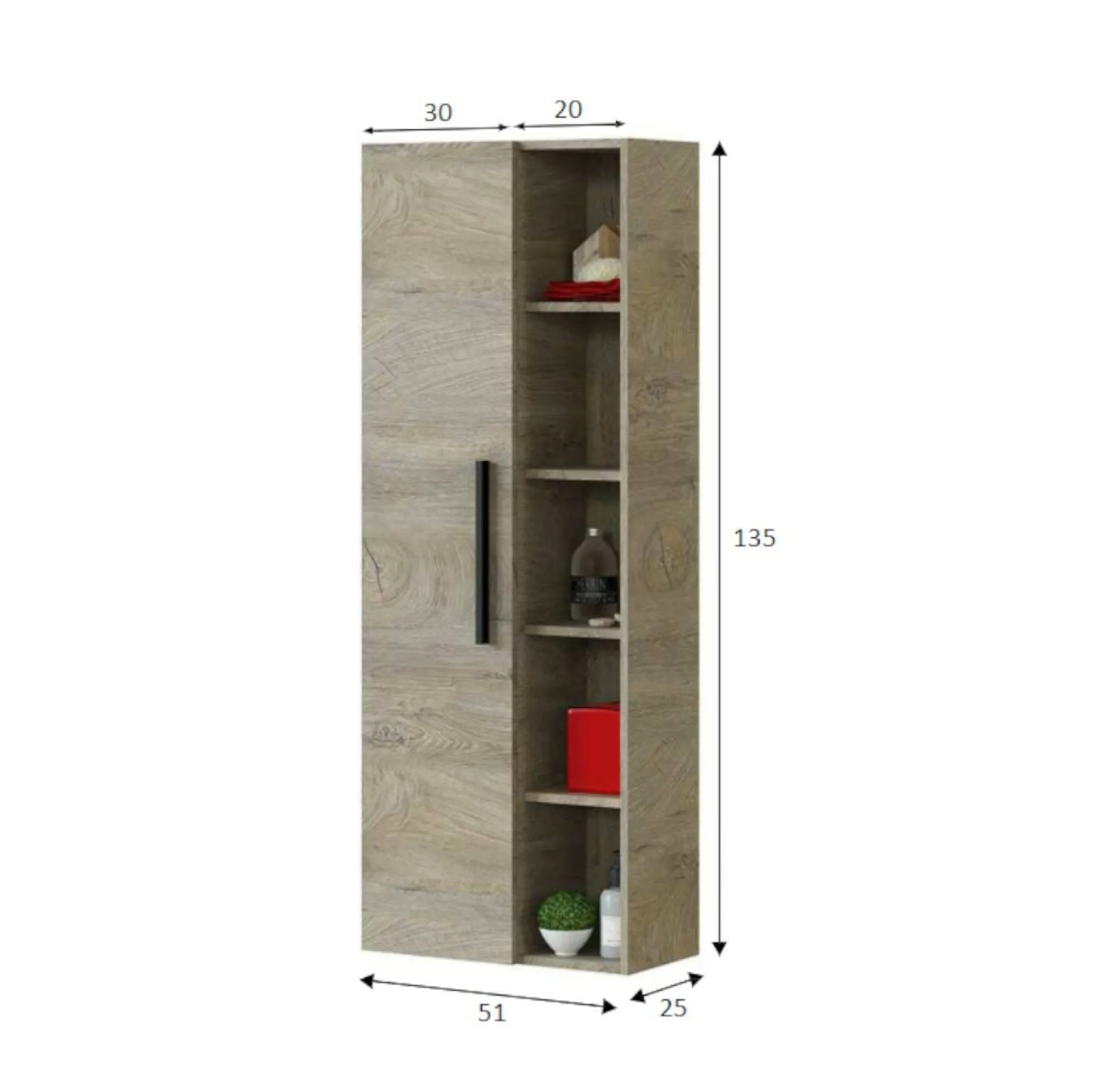 Mobile colonna Achisa, 51x25h135 cm,<Dmora Shop