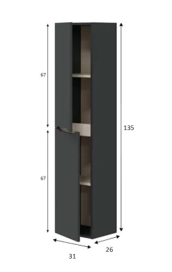 Mobile colonna Arissa, 31x26h135 cm, Antracite e Rovere<Dmora Cheap