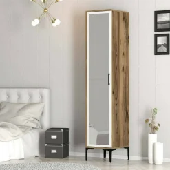 Mobile colonna Asfodelo, 40x201h48 cm, Noce e Bianco<Dmora Outlet