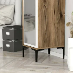 Mobile colonna Asfodelo, 40x201h48 cm, Noce e Bianco<Dmora Outlet