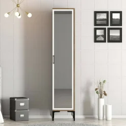 Mobile colonna Asfodelo, 40x201h48 cm, Noce e Bianco<Dmora Outlet