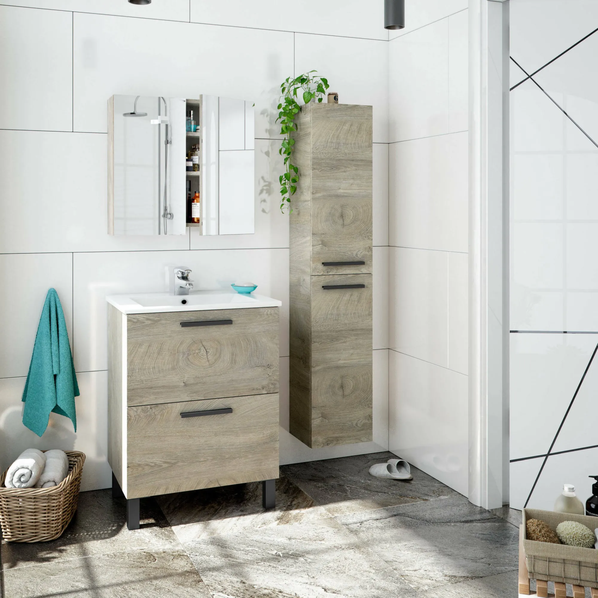 Mobile colonna Dabado, 30x25h150 cm,<Dmora Outlet