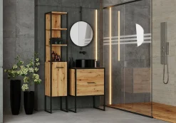 Mobile colonna Isko, 33x33 h180 cm, Quercia e Nero<Dmora Fashion