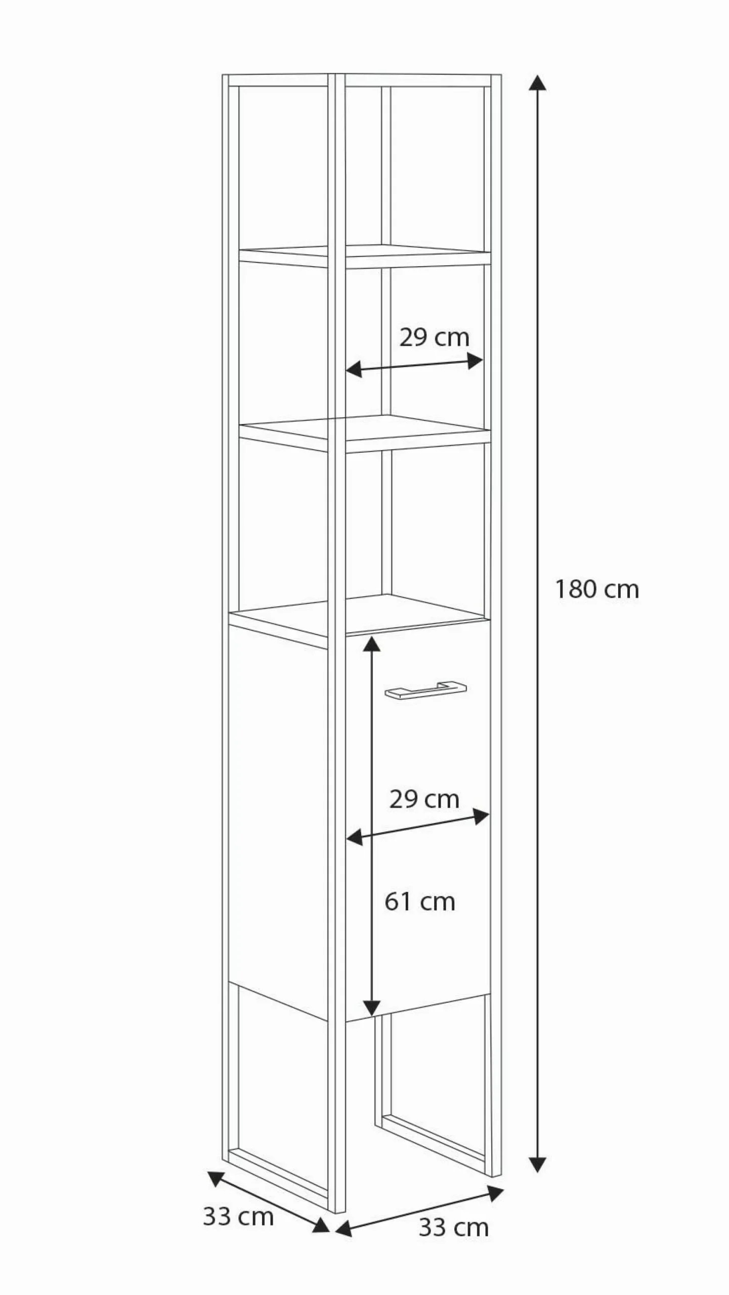 Mobile colonna Isko, 33x33 h180 cm, Quercia e Nero<Dmora Fashion