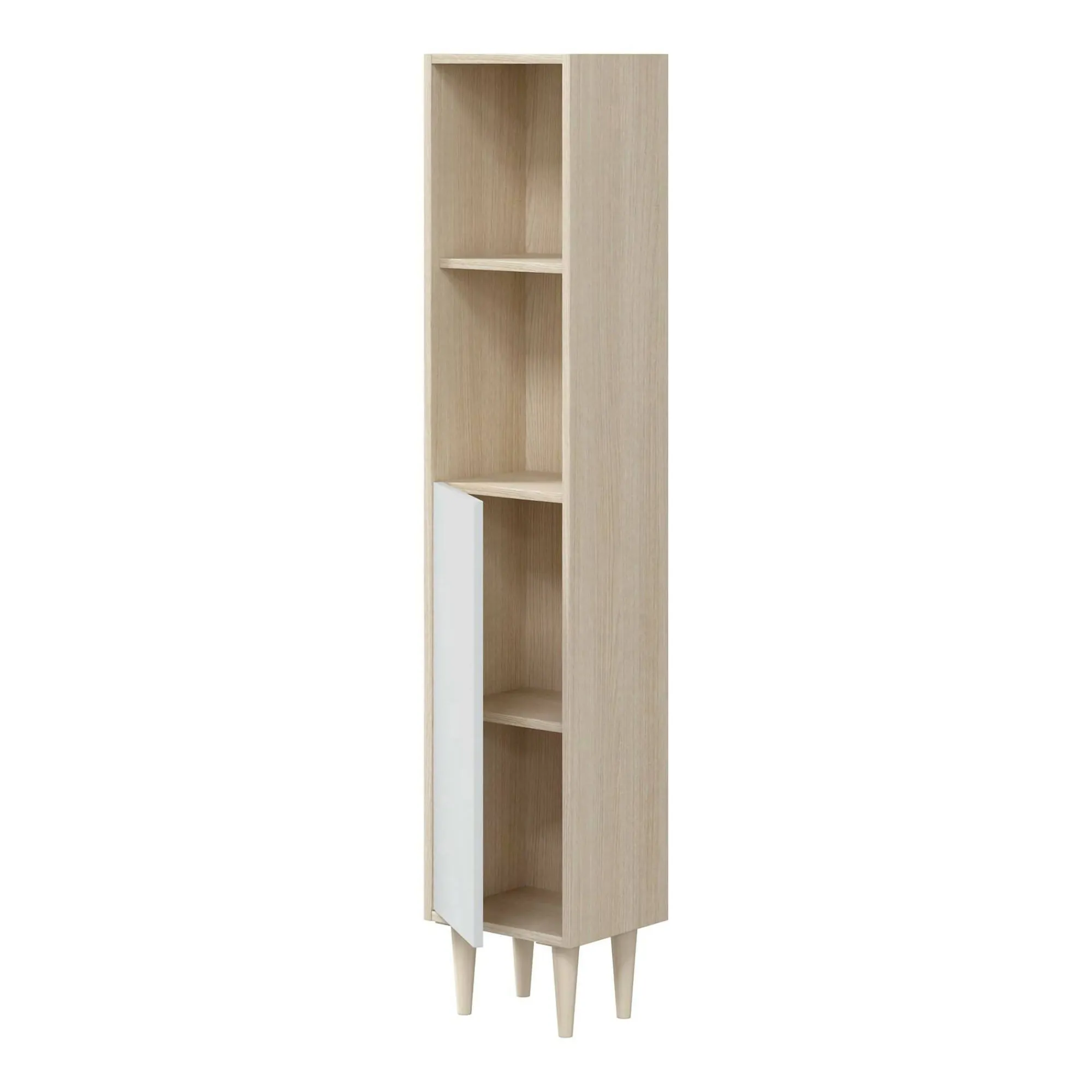 Mobile colonna Lazzarina, 30x25h150 cm, Rovere e Bianco lucido<Dmora Cheap