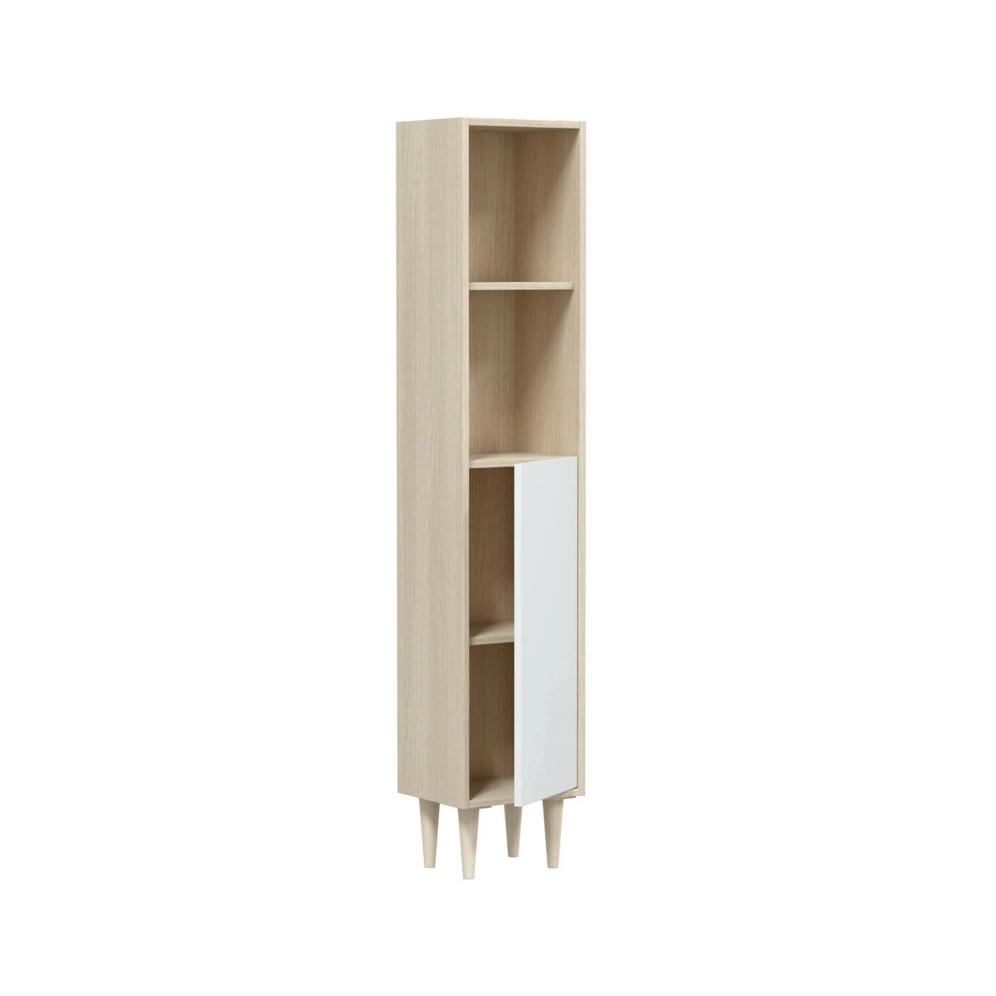 Mobile colonna Lazzarina, 30x25h150 cm, Rovere e Bianco lucido<Dmora Cheap