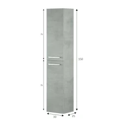 Mobile colonna Notte, 30x25h150 cm, Grigio<Dmora Online