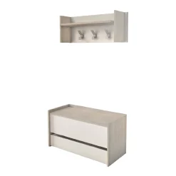 Mobile da ingresso Actinolite, Cm 50x32h182, Rovere e Bianco<Dmora Discount