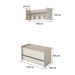 Mobile da ingresso Actinolite, Cm 50x32h182, Rovere e Bianco<Dmora Discount