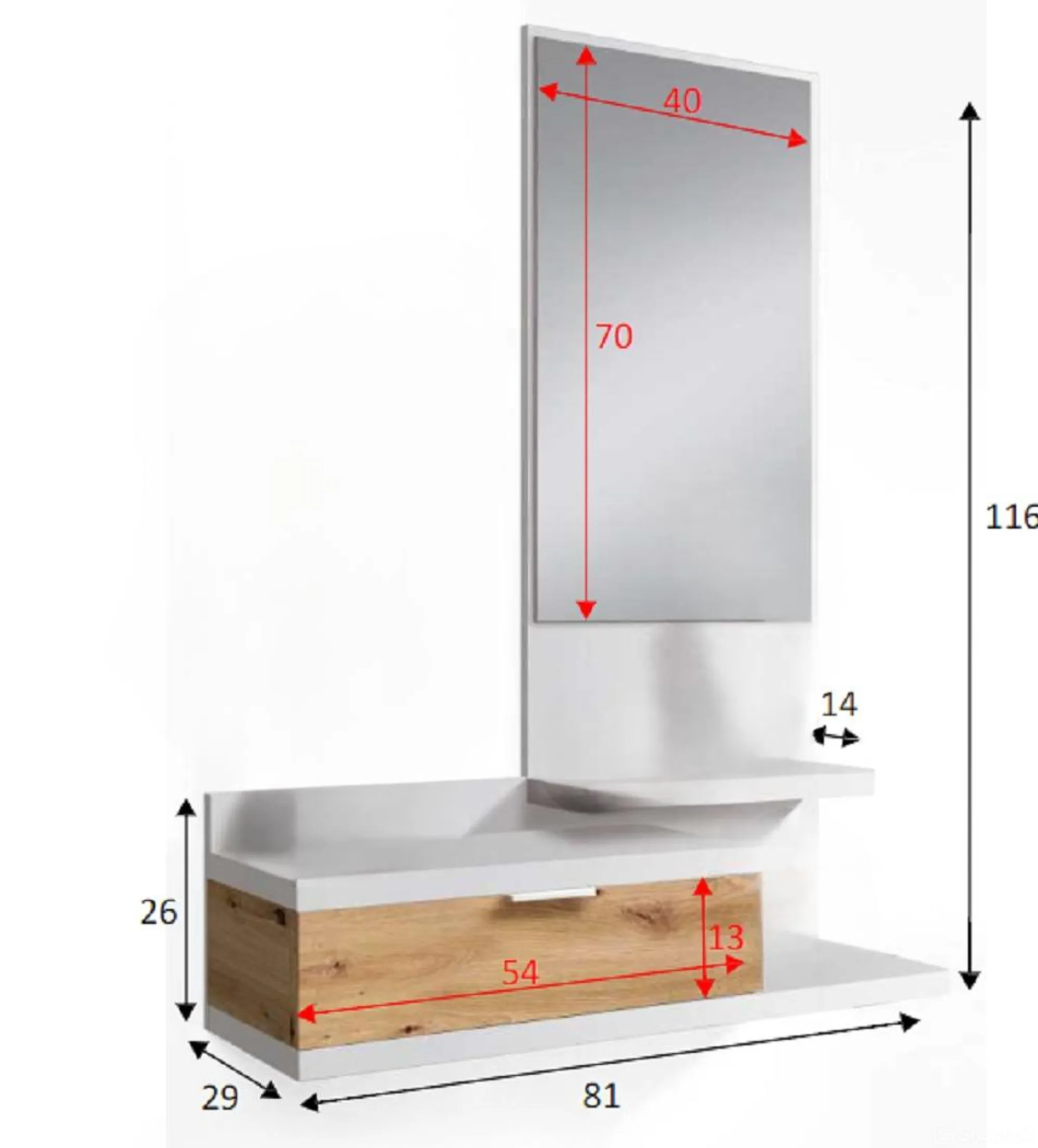 Mobile da ingresso Adina, 81x29h116 cm, Bianco e Rovere nodi<Dmora Best